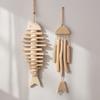 Mediterranean Style Wooden Fish Skewers Fishbone Pendants Creative Fishing Net Ornaments Home Wall Decorations Wall Decorations
