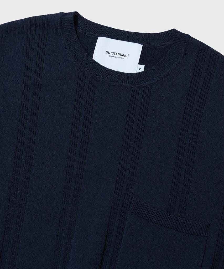 OUTSTANDING Hs Stripe Crew Neck Knit_Navy