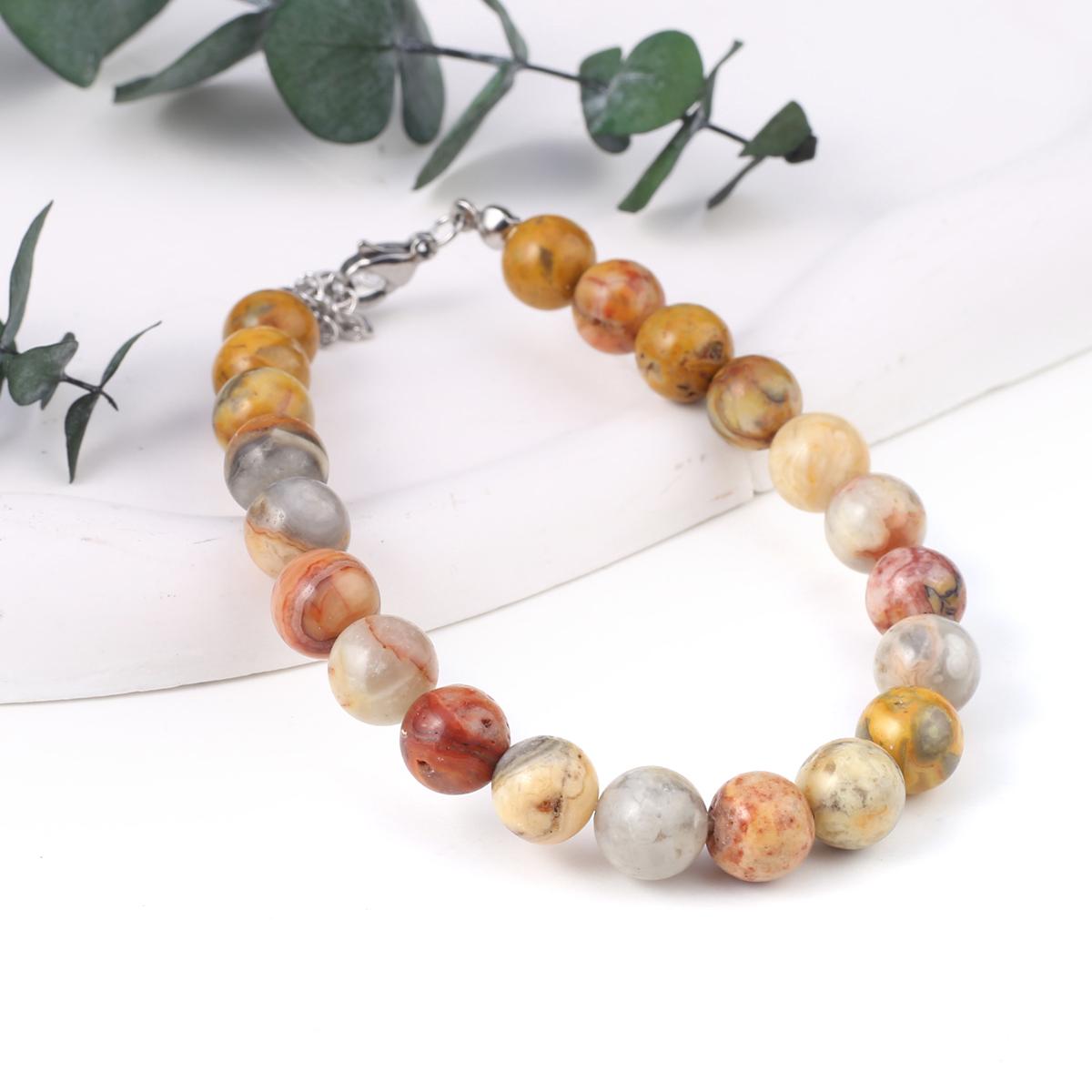 

Новый стильный женский браслет, натуральный камень, флюорит/агат/розовый кварц/унакит, бусины 8X8 мм, подвески для женщин, подарок на день рождения Yellow Crazy Agate