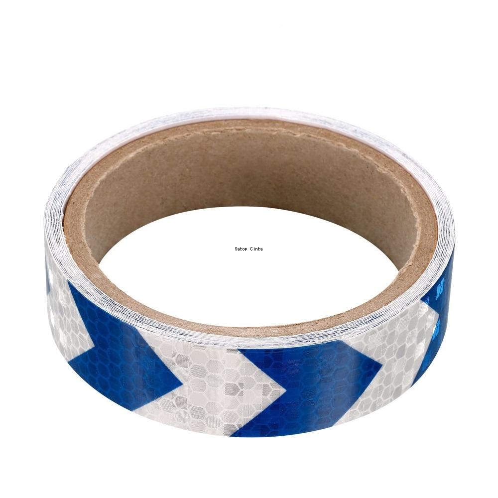 2.5cm*5m Arrow Car Reflective Stickers White-Blue Waterproof Bicycle Reflector Adhesive Warning Retroreflective Conspicuity Tape