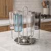 Stainless Steel Rotating Cup Holder Large Capacity Upside-Down Cup Drying Rack with Tray Saving Space Tea Cup Storage Shelf