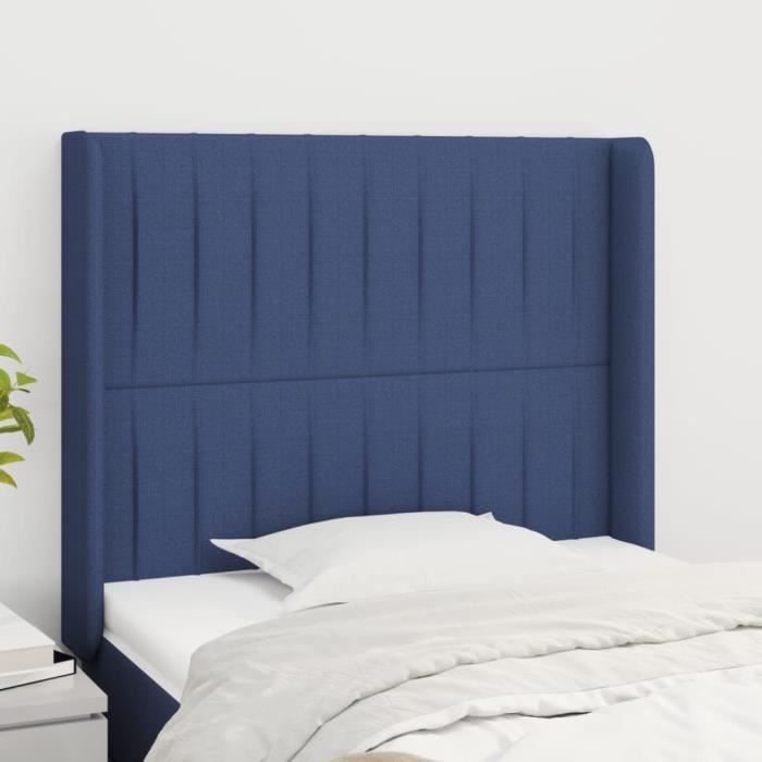 VidaXL Headboard with Ears Blue 103x16x118-128 Cm Fabric3119814
