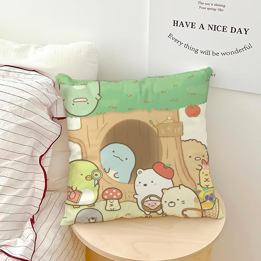 Cartoon S-Sumikko Cute G-Gurashis Pillow Case Sofa Living Room Bedroom Headboard Backrest Cushion Square Cushion Nap Time