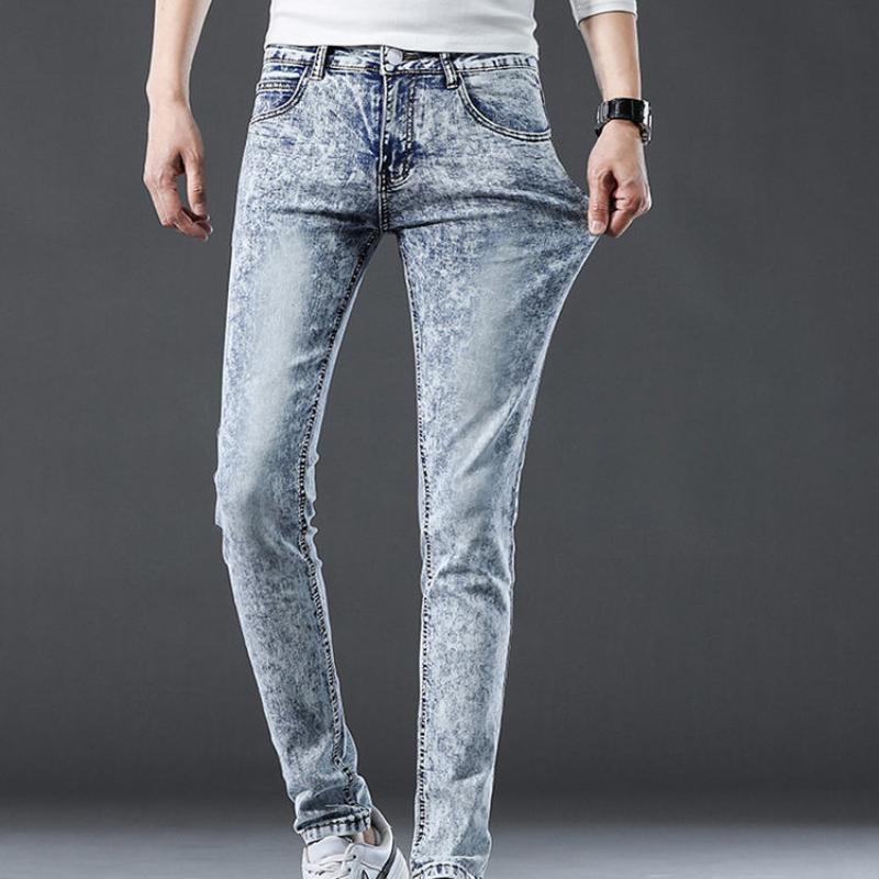 Calça Jeans Masculina Primavera Pés Calças Slim Stretch Casual Calças Longas Calças Masculinas