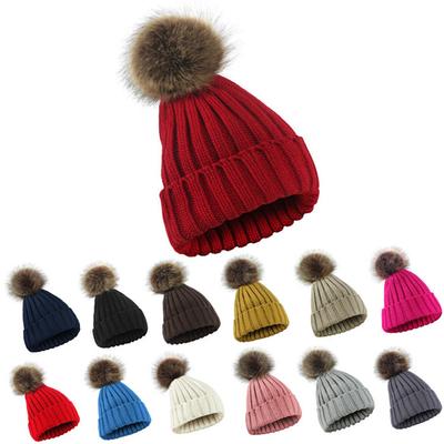 B322 Winter Women Men Hat Wool Cap Outdoor Windproof Ear Production Warm Knit Cap Pom Pom Beanie