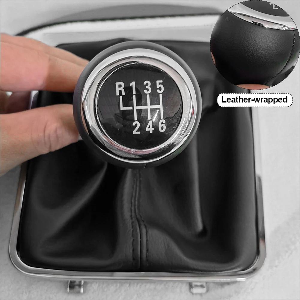 For VW Passat B6 2005-2010 Car Gear Shift Knob Lever With PU Leather Boot Cover Collar Case 5/6 Speed Car Stying Accessories