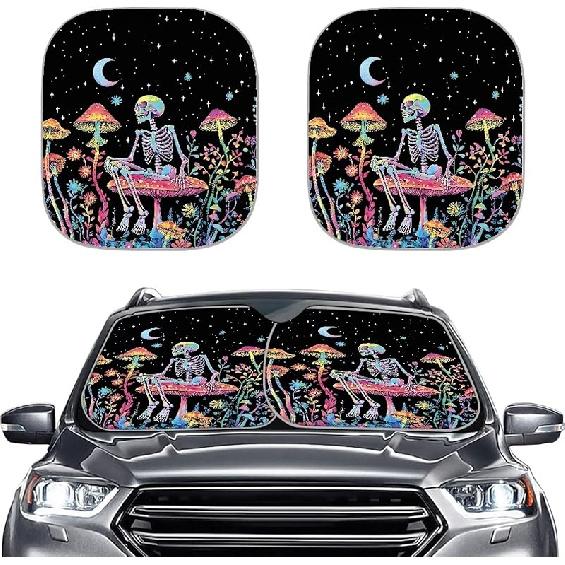 KEIAHUAN Customized Auto Front Window Visor Sun Shade Universal Windshield Sunshade for Car Truck SUV 2-Piece