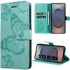 Protective Case - BOOLING - Samsung Galaxy S25 Ultra - Butterfly Pattern - Green - Synthetic Leather
