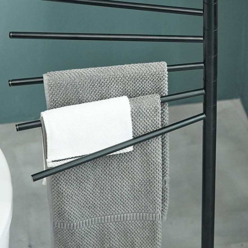 Metal Bathroom Towel Rack Standing Towels Storage Holder Multipurpose Towel Bar Modern Rotating Towels Bars Bathrooms Organizers