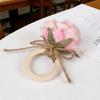 Artificial Rose Napkin Ring Farmhouse Rustic Jute Rope Fake Flower Dinner Napkin Holder Birthday Wedding Party Table Decoration