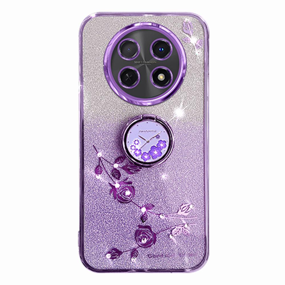 KADEM For Realme 13 Pro 5G (Global)/13 Pro+ 5G (Global) Case Ring Kickstand TPU Flowers Phone Cover Gradient Glitter