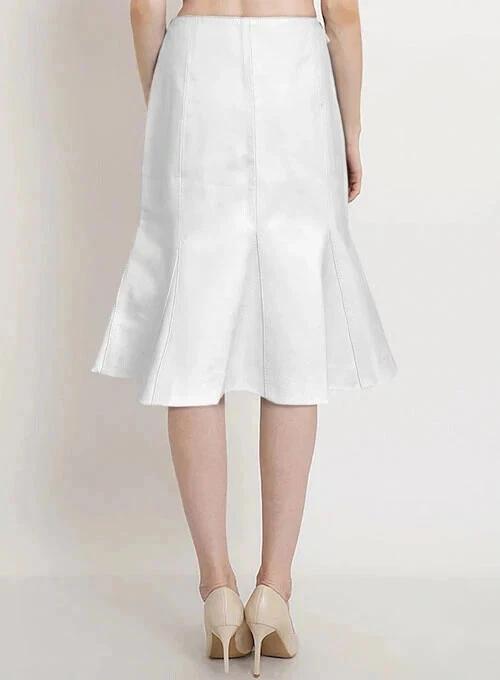 Stylish Formal Wear Soft Women's Skirt White Genuine Lambskin Leather Party