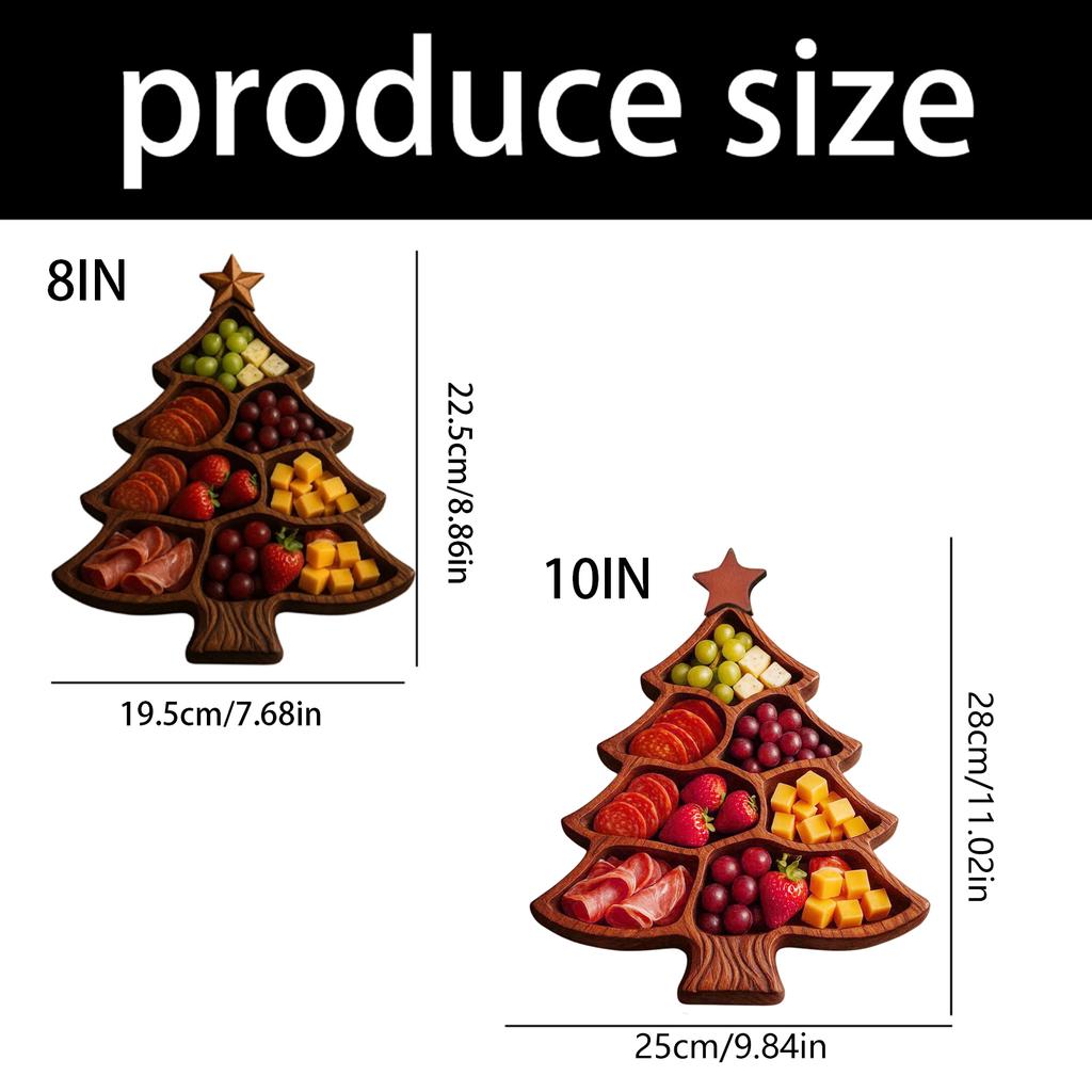 Dishwasher Safe Wood Platter for Family Gatherings Christmas Tree Serving Tray Easy To Clean Storage Plate