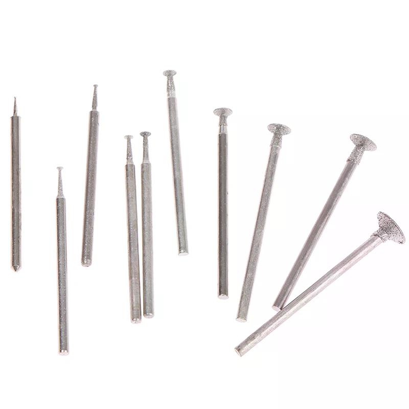 10Pcs Diamond grinding Head Stone Jade Carving Polishing Engraving Tools 2.35mm