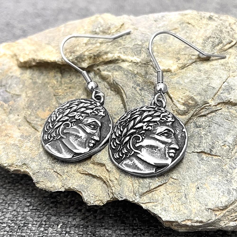 Vintage Sun God Apollo Drop Earrings Women Stainless Steel Greek Mythology Jewelry Lucky Amulet Norse Charm
