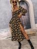 2025 Spring & Autumn European-American Bohemian Backless Print Long Sleeve Dress