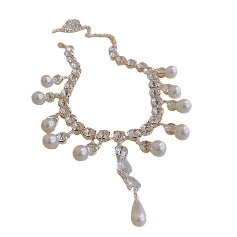 GemChic Women's Exquisite Water Drop Zircon Pearl Collarbone Necklace Fashion Clavicle Chain Birthday Christmas Jewelry Gift