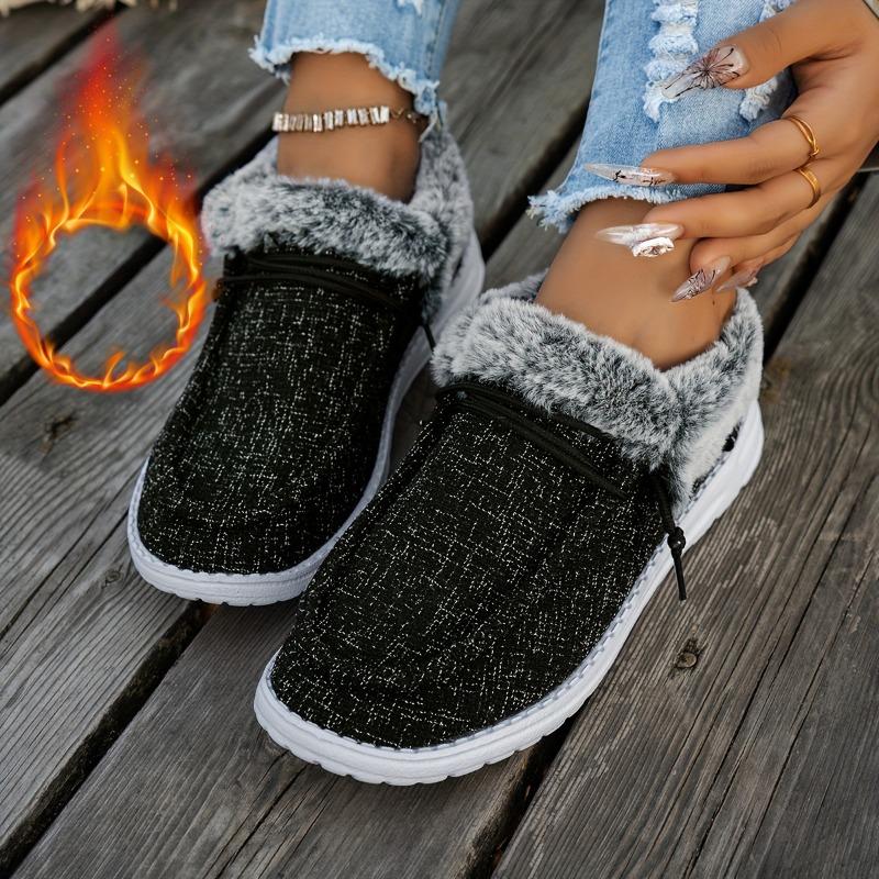 Women's cotton shoes thickened autumn and winter warm non-slip round head elastic lace flat bottom sports warm thickened