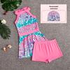 New Girls' Fish Scale Gradient One-Piece Swimsuit with Skirt for Children