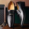 Fashion Men's Business Leather Shoe Trendy Embossed Leather Shoes for Men Thick-soled Non-slip Formal Shoes Horseshoe Heel Party Shoes