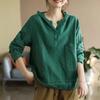 Women's Spring/Fall Loose-Fit Casual Top Solid-Color Literary Hooded Long-Sleeve T-Shirt