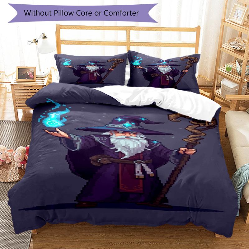 3pcs Wizard Bedding Set Duvet Cover Closure Includes 1 Duvet Cover & 2 Pillowcases, Soft and Comfortable for All Seasons.