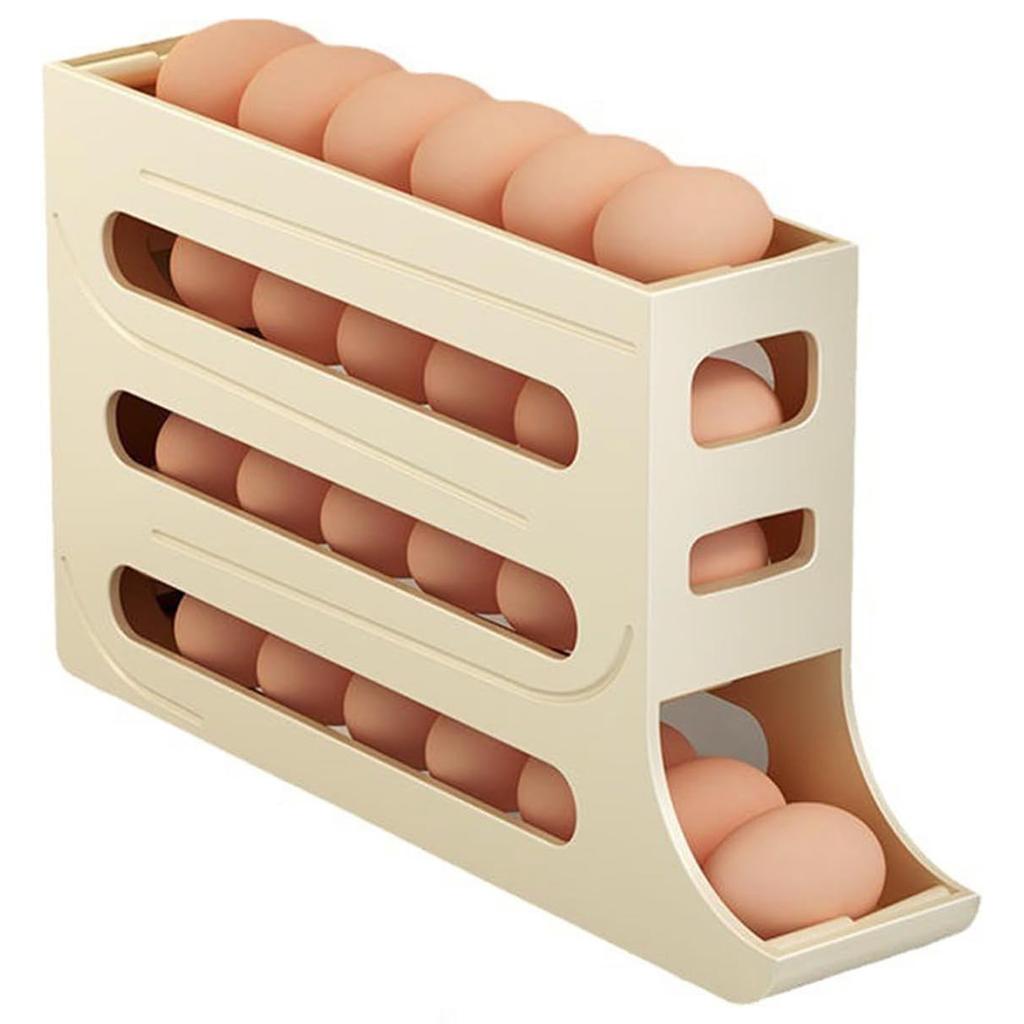 4 Tiers Egg Holder Automatic Rolling Egg Dispenser For Refrigerator Organizer Eggs Storage Container for Countertop