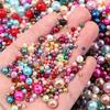 ABS High-Gloss Imitation Pearl Beads: Rice White, Pure White & Mixed Colors for DIY Clothing Accessories