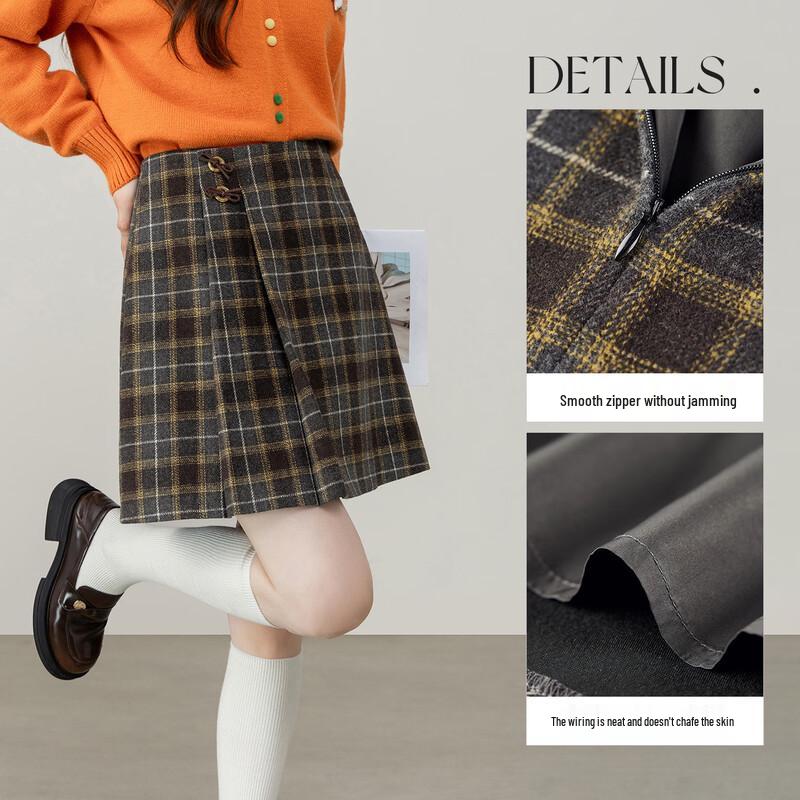 Women's Plaid A-Line Wool-Blend Mini Skirt