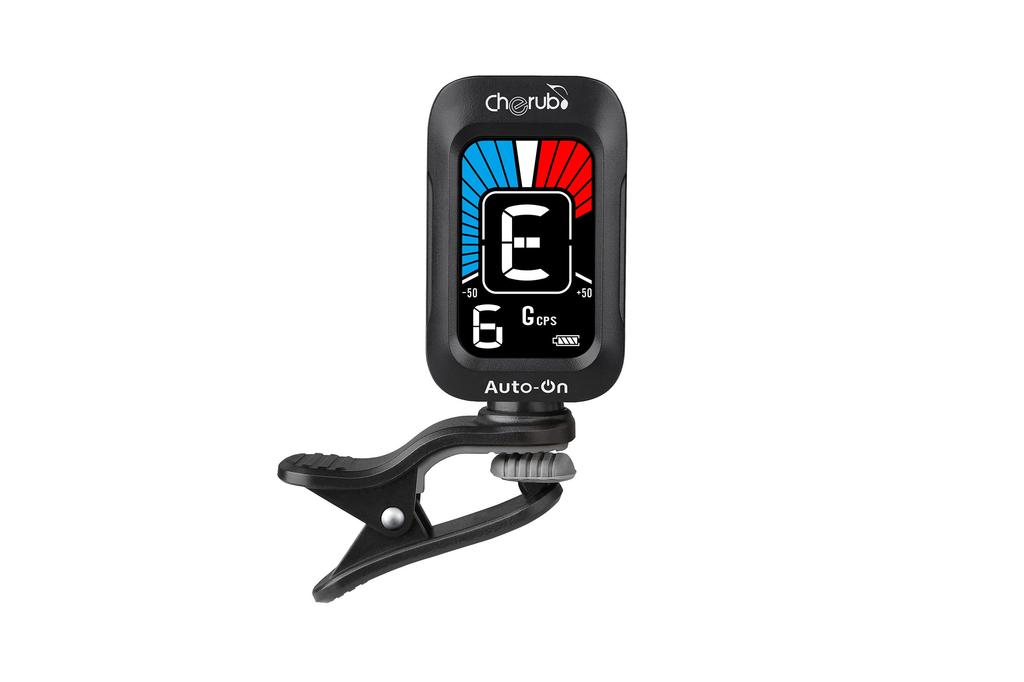 Cherub WST-645 Rechargeable Clip-on Tuner, Rechargeable USB Type-C Charging, Easy-to-Read Display, Multiple Tuning Modes (Ukulele and Bass), Compact