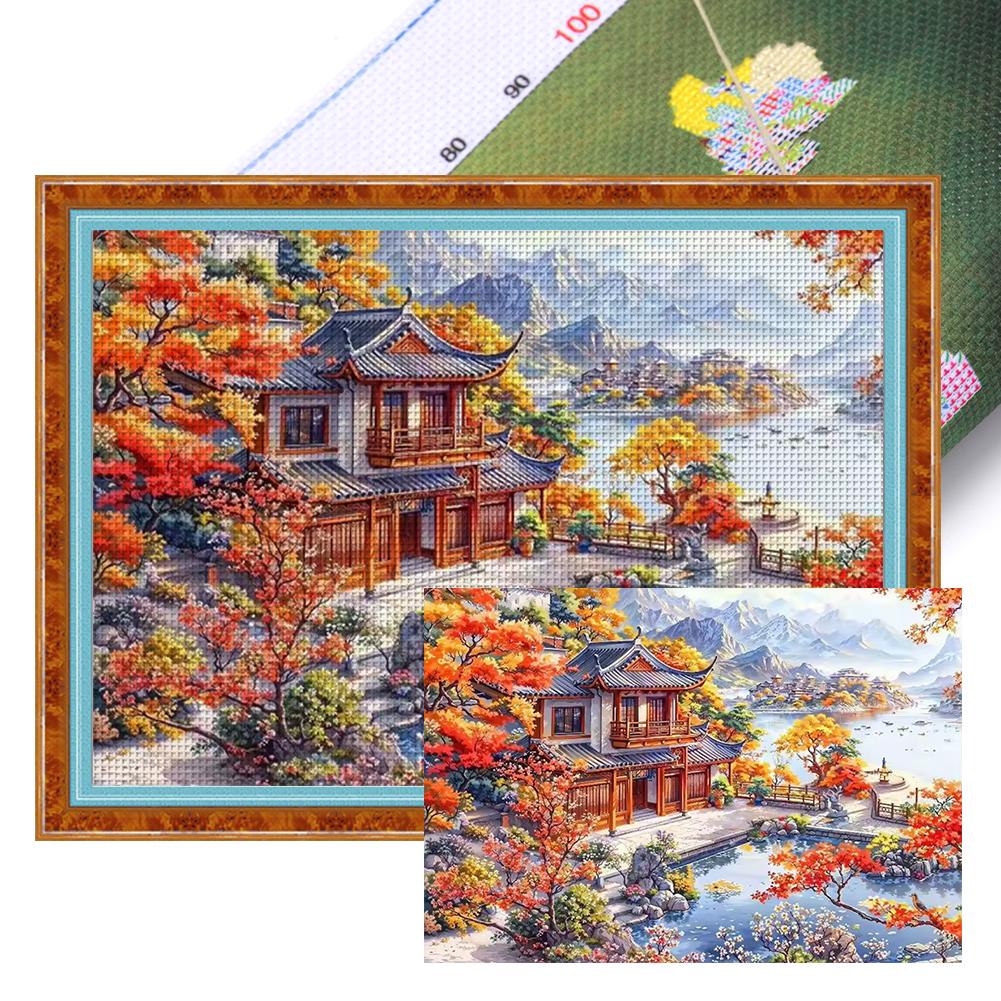 Full Embroidery Eco-cotton Thread 11CT Printed Garden Cross Stitch Kit 60*45cm Creative Easter Decor Home Handmade Art Crafts