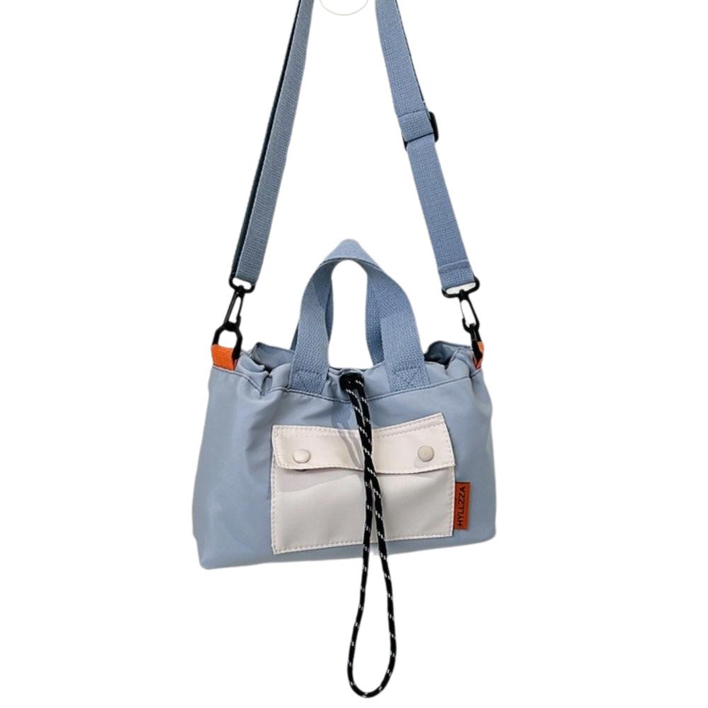 Cloth Nylon Crossbody Bag Contrast Color Drawstring Bucket Bag Fashion Shoulder Pouch  Students