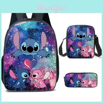 Set de Mochila de Dibujos Animados de Stitch Con Tejido Oxford Transpirable Para Estudiantes de Primaria