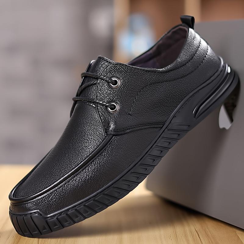 Sheepskin Casual Leather Shoes Men's Spring Daily Loafers Genuine Leather Soft Sole Slip-on Middle-aged Dad Driving Men's Shoes