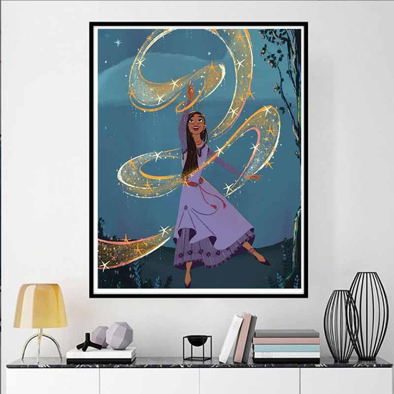 Disneys Diamond Wish Asha Fan Art Illustration Cute Cartoon Cross stitch Complete Set 5D DIY Home Decoration