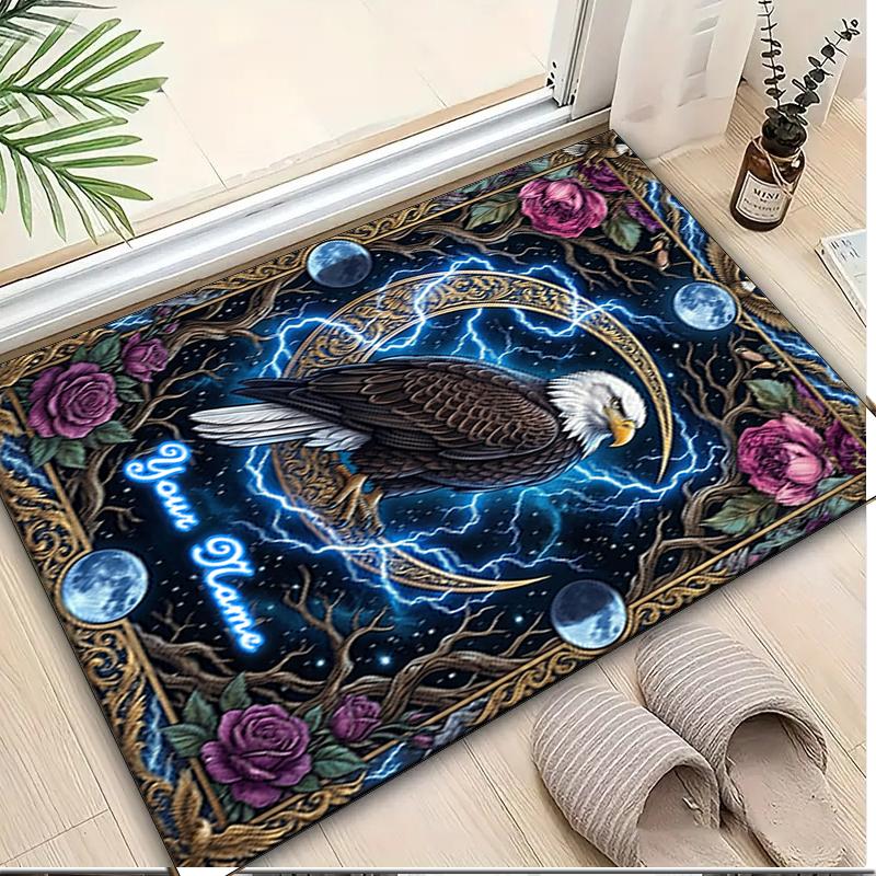 1PC Custom Name Eagle Fantasy Art Theme Floor Mat Ideal for Living Room, Game Rooms, Office, Bedroom,Floor Mat Playful Design