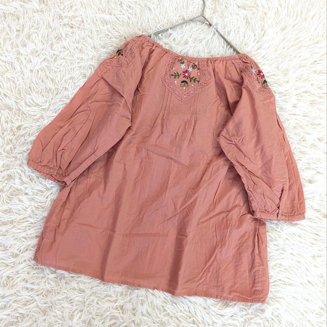 Earth Music & Ecology Blouse Embroidery Floral Loose Spring/Summer Feminine