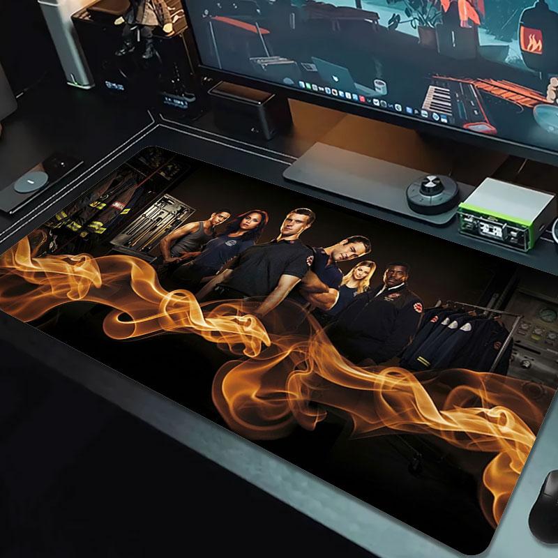 Chicago Fire Large Size Mouse Pad Large Gaming Table Cushion Nonslip Laptop Tablet Big Mousepad Xxl Mat Mini Pc Playmat With Lock Edge
