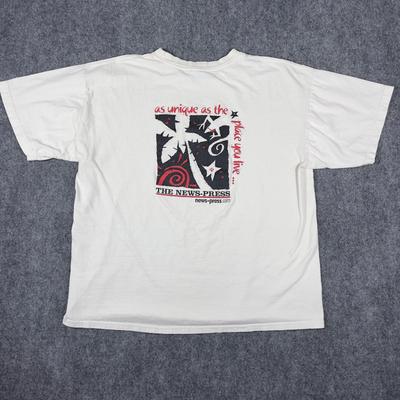 Vintage The News-Press Florida Lizard T-Shirt Mens XL White Graphic Unisex T-Shirt
