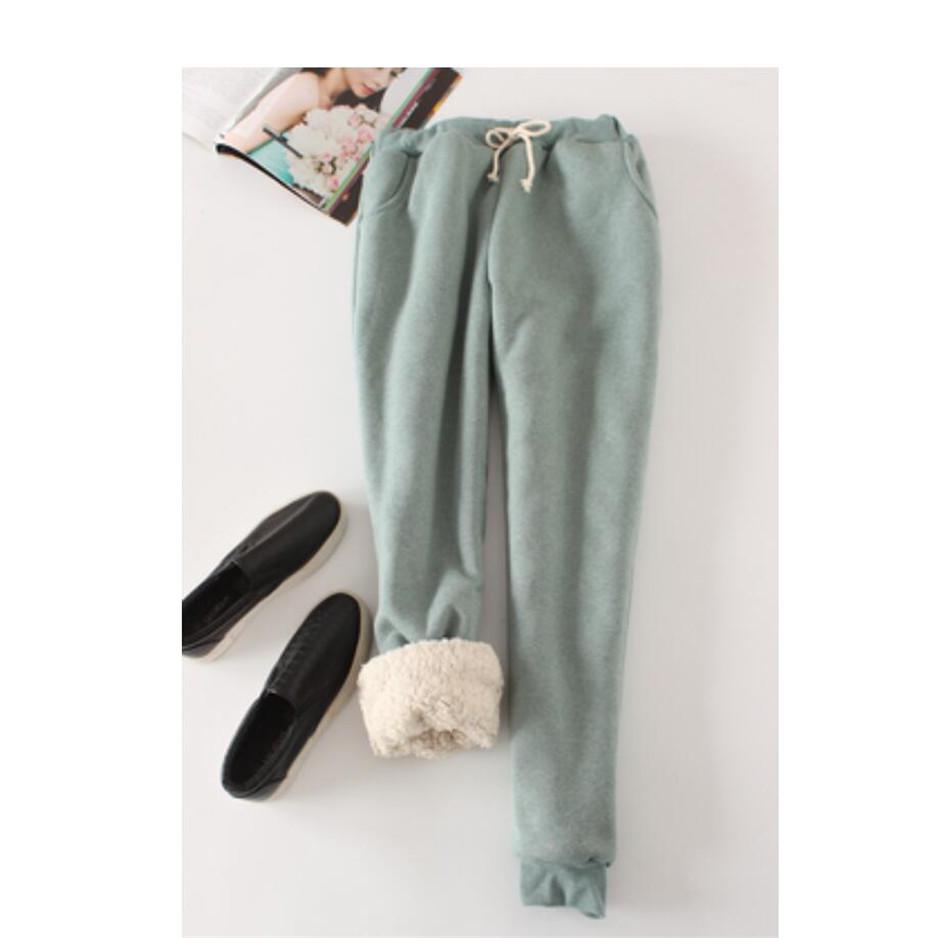 Frauen Hosen Warme Dicke Samt Kaschmir Harem Hosen Frauen Elastische Taille Jogginghose Fleece Hosen