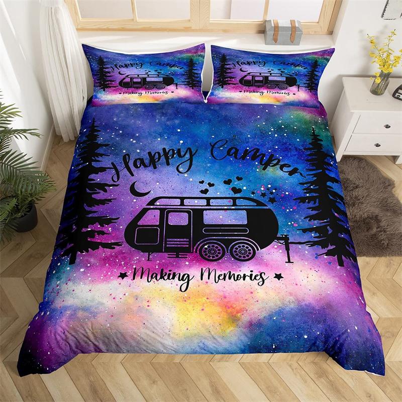 Camping Duvet Cover Galaxy Comforter Cover Microfiber Farmhouse Style Bedding Set King For Boys Girl Camper Lovers Birthday Gift