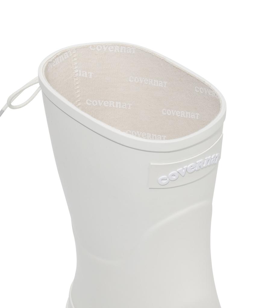 Covernat Woman Clover Heart Back Lace-Up Rain Boots Mid-Length Ivory