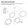 5pcs Elegant Bracelet Set Imitation Pearls Heart Alloy   Fashionable Hip Hop Bracelet