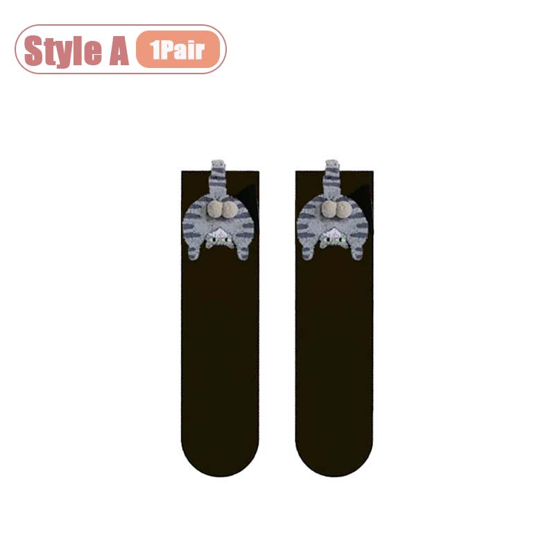 Whimsical Puppy Kitten Egg Socks Unisex Crew Length Cartoon Pattern for Women Men Couple All Season Wear Comfortable