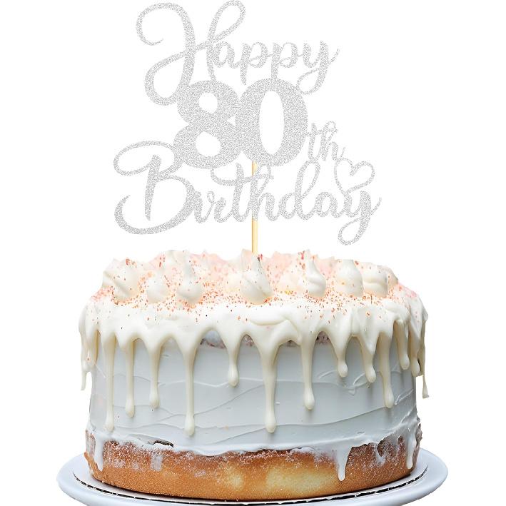 Sotpot 1PC Happy 18th Birthday Cake Topper Double-sided Silver Glitter Cake Pick Cake Decoration for 18th Birthday Anniversary Party Cake Decorations