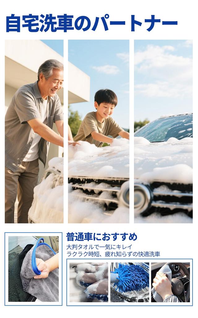 SHSCLY Car Wash Set (5-piece set including 2 microfiber car wash towels, 1 microfiber cloth, 1 car wash brush, and 1 car wash glove)