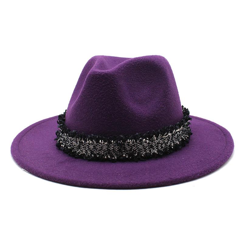 2021 Autumn Men'S And Women'S Woolen Hats, Solid Color Jazz Top Hats, Crystal Diamond Gift Hats