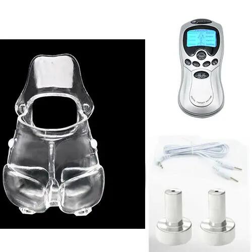 Manyjoy Second-generation Electro Shock TPR Cock Cage Penis Stimulate Ball Stretcher Scrotum Bondage Power Supply Bondage Male