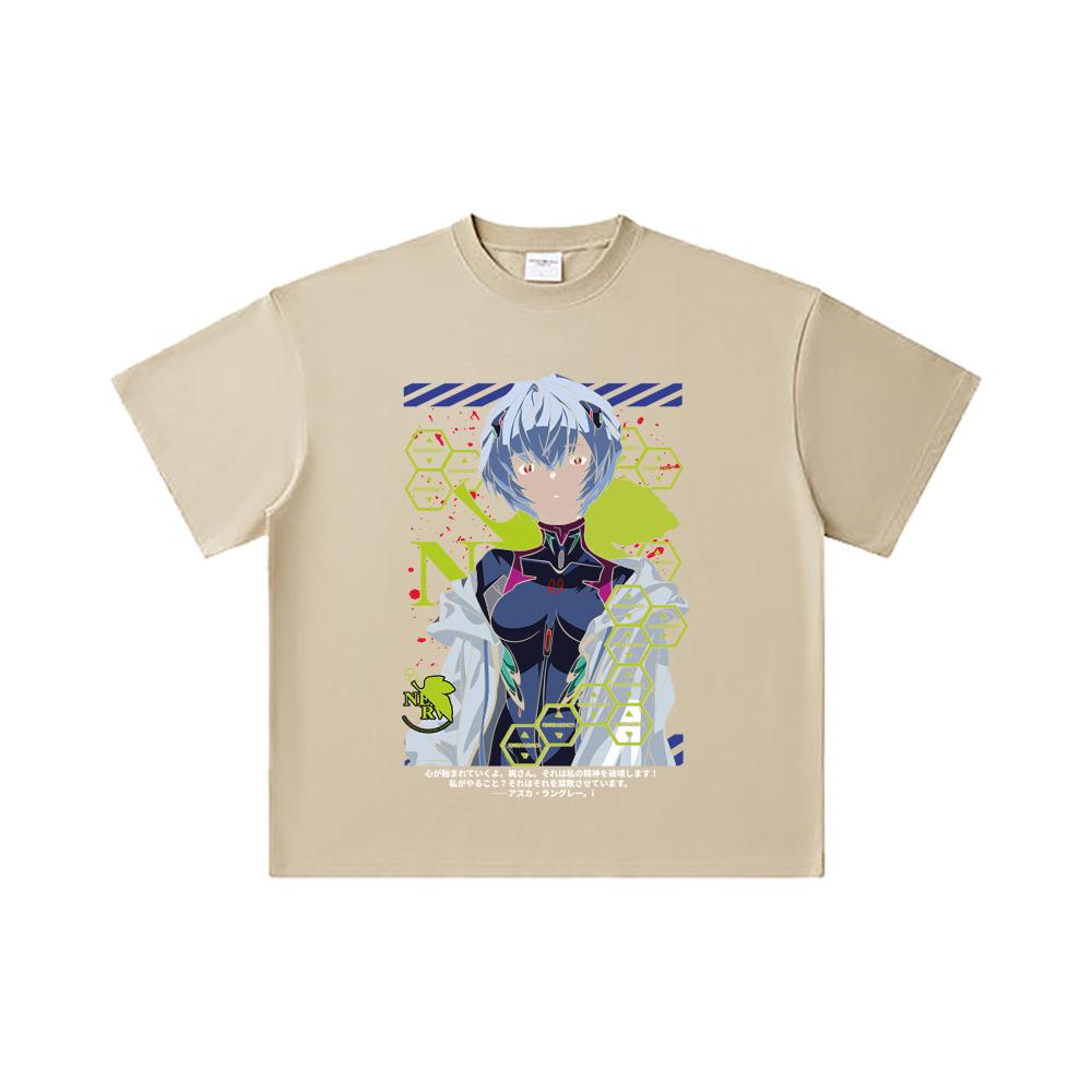 260 GSM Double Yarn 32 Count 100% Cotton Evangelion V6 Rei Print Unisex Heavy Cotton T Shirt