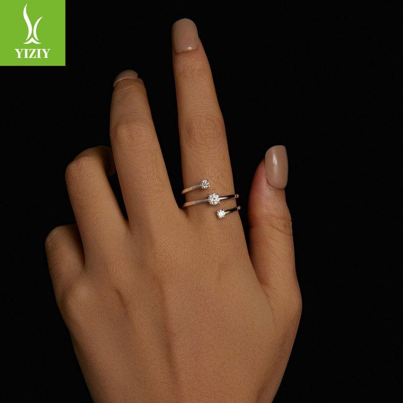 30-Point Line Winding Ring, Niche Design Double-Layer S925 Sterling Silver Moissanite Ring.